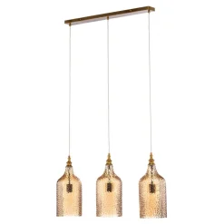Lindby hanglamp Drakar, 3-lamps, amber, glas, Ø 19,5 cm