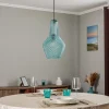 Lindby hanglamp Drakar, 1-lamp, lichtblauw, glas, Ø 25 cm