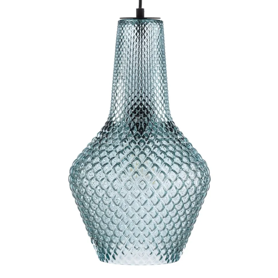 Lindby hanglamp Drakar, 1-lamp, lichtblauw, glas, Ø 25 cm