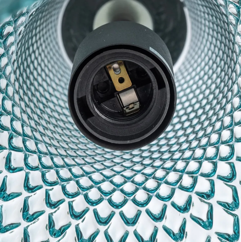 Lindby hanglamp Drakar, 1-lamp, lichtblauw, glas, Ø 25 cm