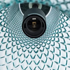 Lindby hanglamp Drakar, 3-lamps, lichtblauw, glas, Ø 25 cm