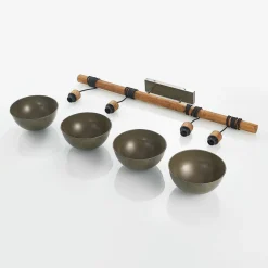 Lindby hanglamp Durbis, 116 cm, 4-lamps, grijs, hout, E27