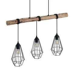 Lindby hanglamp Eldarion, 90 cm, 3-lamps, hout, E27