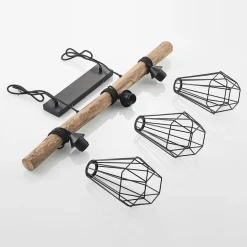 Lindby hanglamp Eldarion, 90 cm, 3-lamps, hout, E27