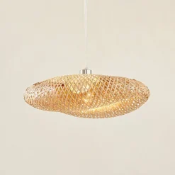 Lindby hanglamp Eleane, bamboe, naturel, Ø 50 cm