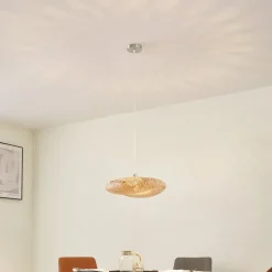 Lindby hanglamp Eleane, bamboe, naturel, Ø 50 cm