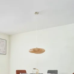 Lindby hanglamp Eleane, bamboe, naturel, Ø 50 cm