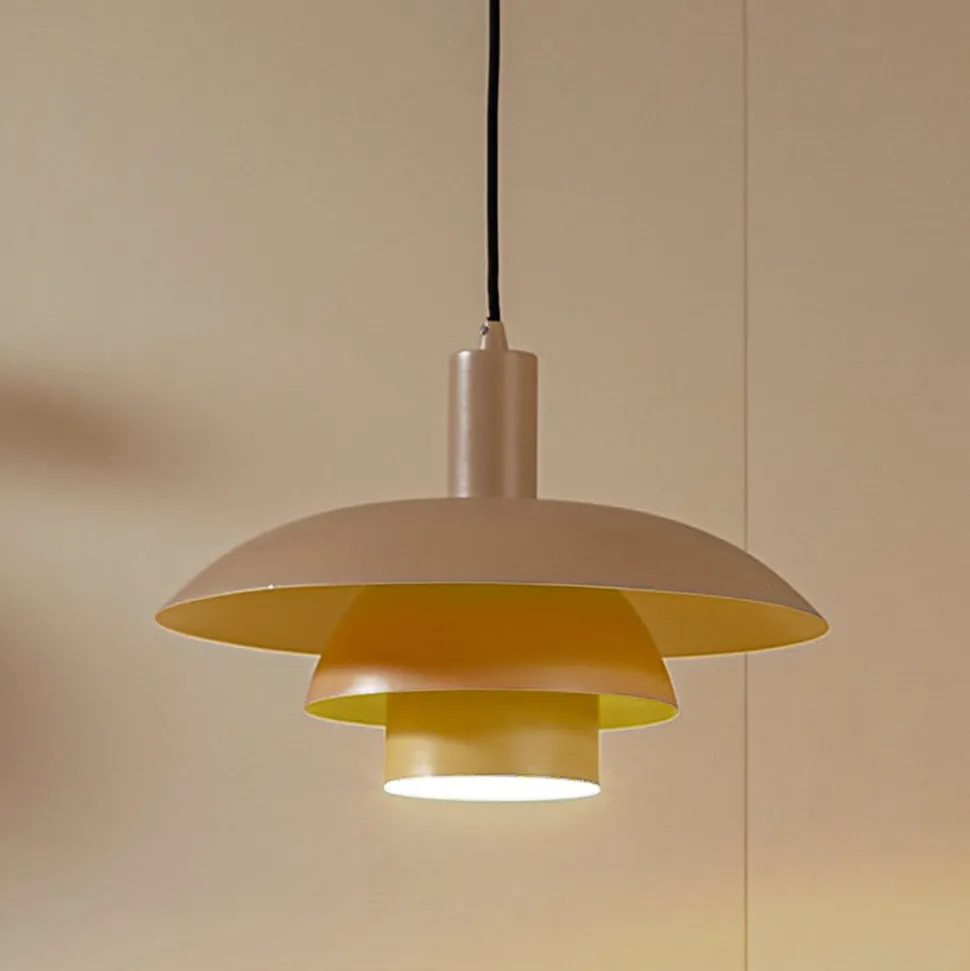 Lindby hanglamp Elorri, beige, Ø 38 cm, metaal