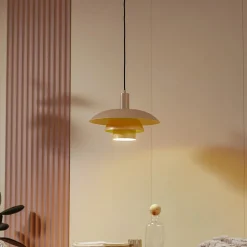 Lindby hanglamp Elorri, beige, Ø 38 cm, metaal