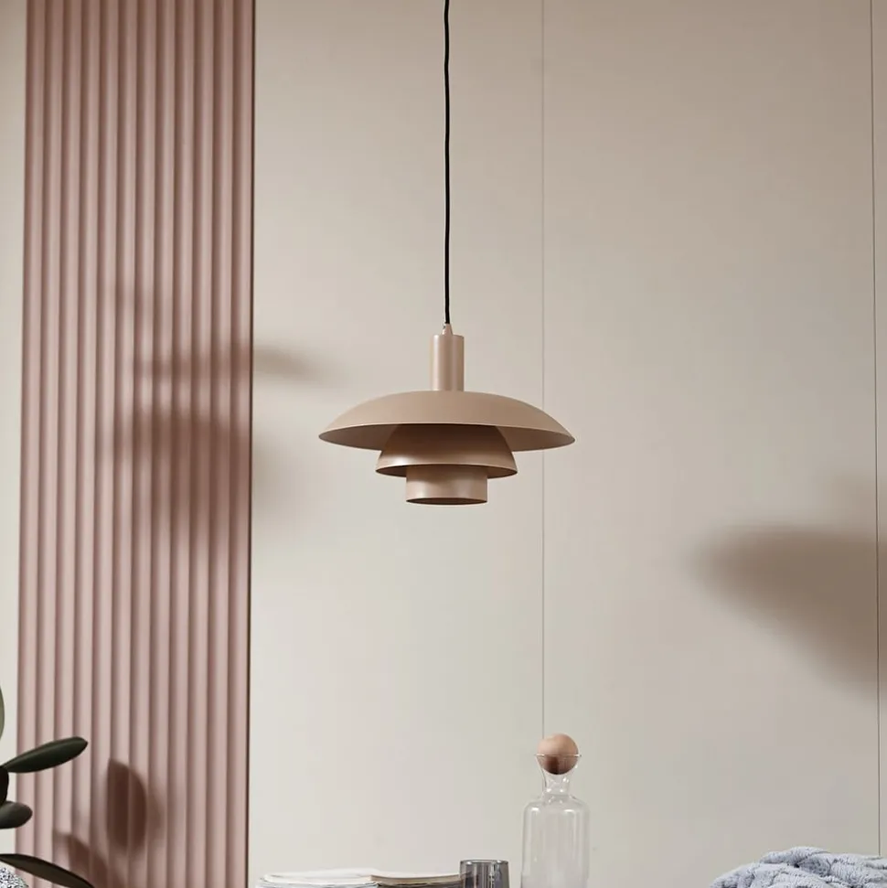 Lindby hanglamp Elorri, beige, Ø 38 cm, metaal