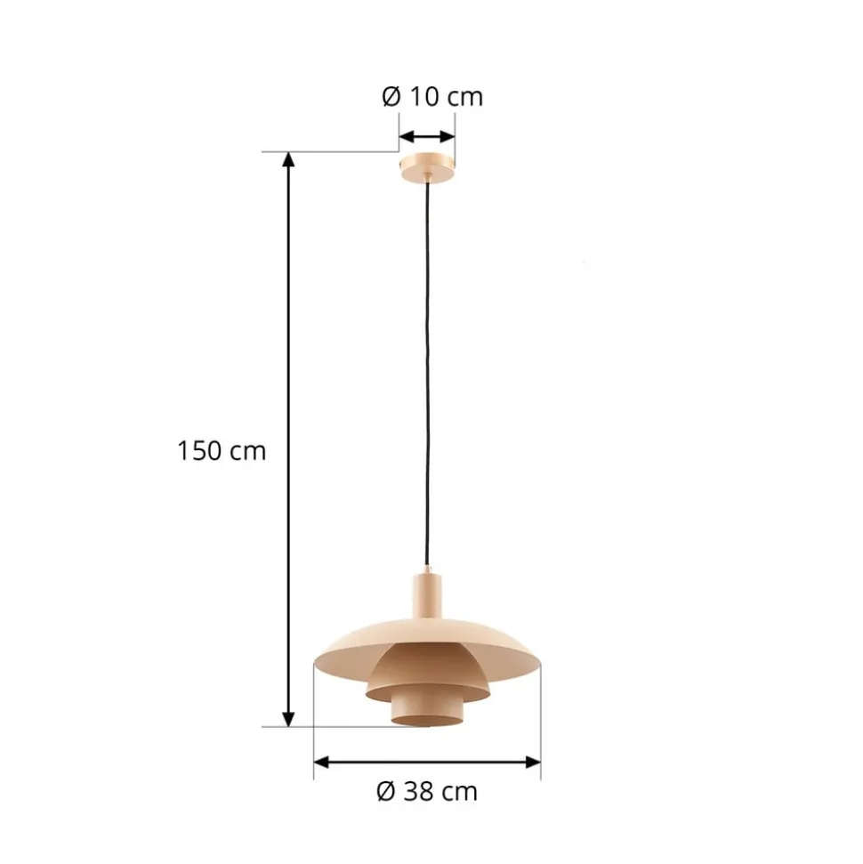 Lindby hanglamp Elorri, beige, Ø 38 cm, metaal