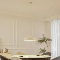 Lindby hanglamp Elover, beige, Ø 45 cm, ijzer