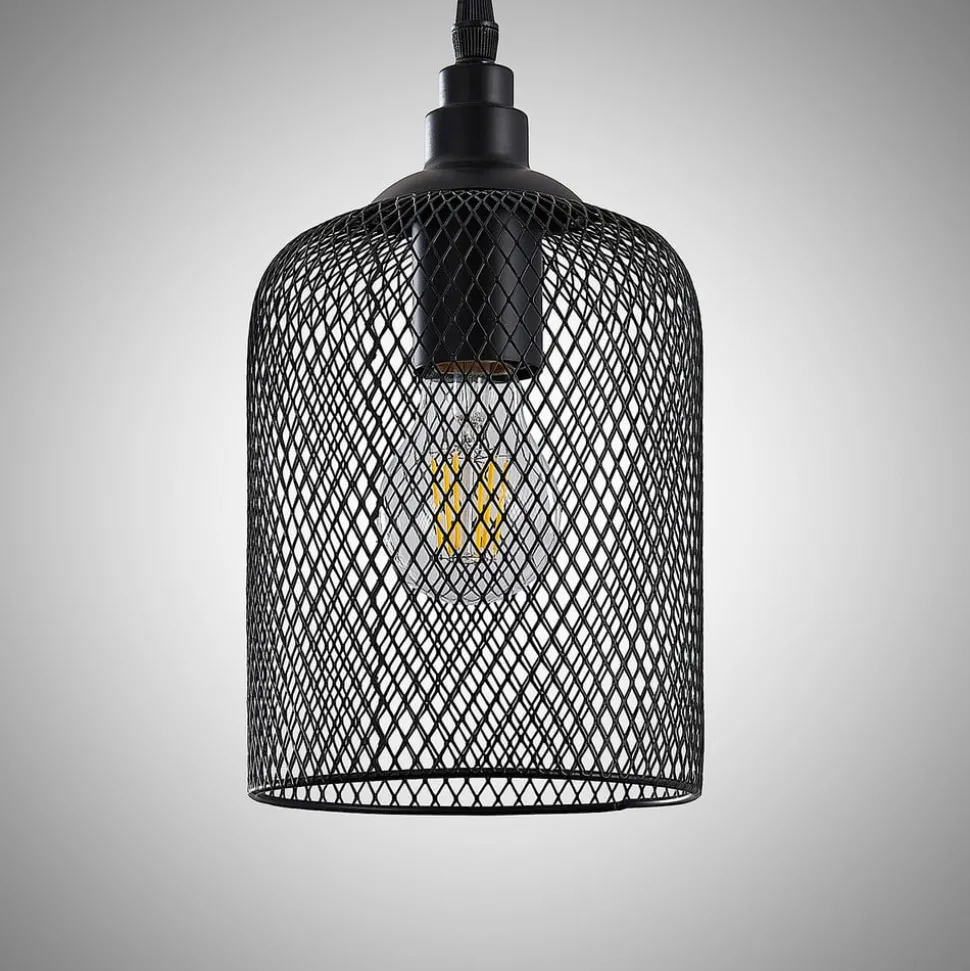 Lindby hanglamp Elrond, 116 cm, zwart, 4-lamps, hout