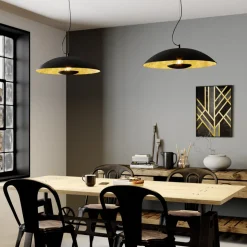 Lindby hanglamp Emilienne, zwart, goudkleurig, Ø 60 cm