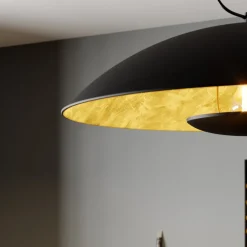 Lindby hanglamp Emilienne, zwart, goudkleurig, Ø 60 cm