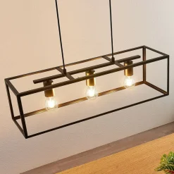 Lindby hanglamp Emily, 72 cm, zwart, 3-lamps, metaal