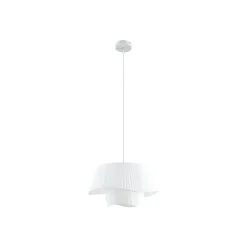 Lindby hanglamp Eryndor, wit, textiel, Ø 47 cm, E27