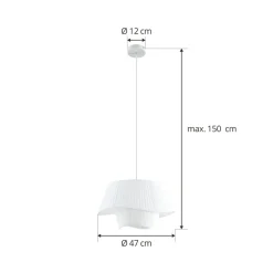 Lindby hanglamp Eryndor, wit, textiel, Ø 47 cm, E27