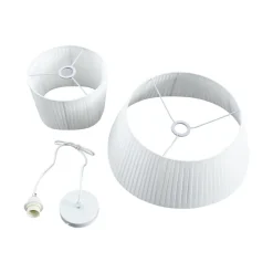 Lindby hanglamp Eryndor, wit, textiel, Ø 47 cm, E27