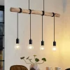 Lindby hanglamp Ferris, 4-lamps, 90cm, hout, E27