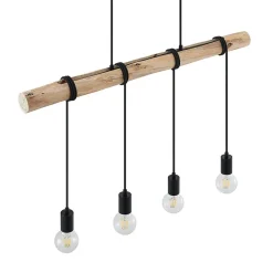 Lindby hanglamp Ferris, 4-lamps, 90cm, hout, E27