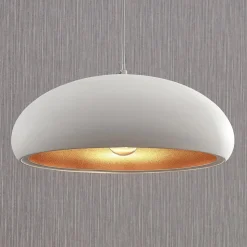 Lindby hanglamp Gerwina, wit/goud, metaal, 40 cm, E27