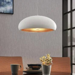 Lindby hanglamp Gerwina, wit/goud, metaal, 40 cm, E27