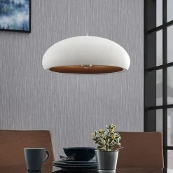 Lindby hanglamp Gerwina, wit/goud, metaal, 40 cm, E27