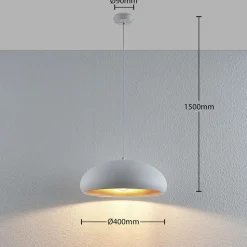 Lindby hanglamp Gerwina, wit/goud, metaal, 40 cm, E27