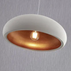 Lindby hanglamp Gerwina, wit/goud, metaal, 40 cm, E27