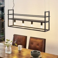 Lindby hanglamp Grisela, schap, zwart, metaal, 120 cm