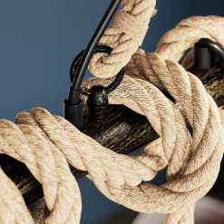 Lindby hanglamp Hajo, 100 cm, 6-lamps, touwpendel