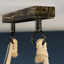 Lindby hanglamp Hajo, 100 cm, 6-lamps, touwpendel