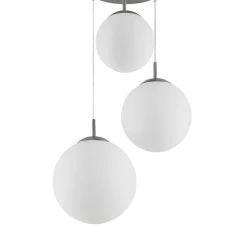 Lindby hanglamp Heleska, wit, glas, 3-lamps, Ø 47cm