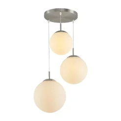 Lindby hanglamp Heleska, wit, glas, 3-lamps, Ø 47cm