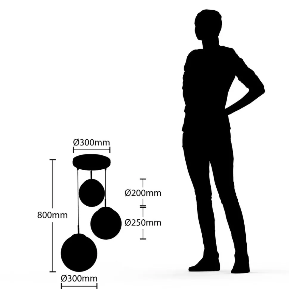 Lindby hanglamp Heleska, wit, glas, 3-lamps, Ø 47cm