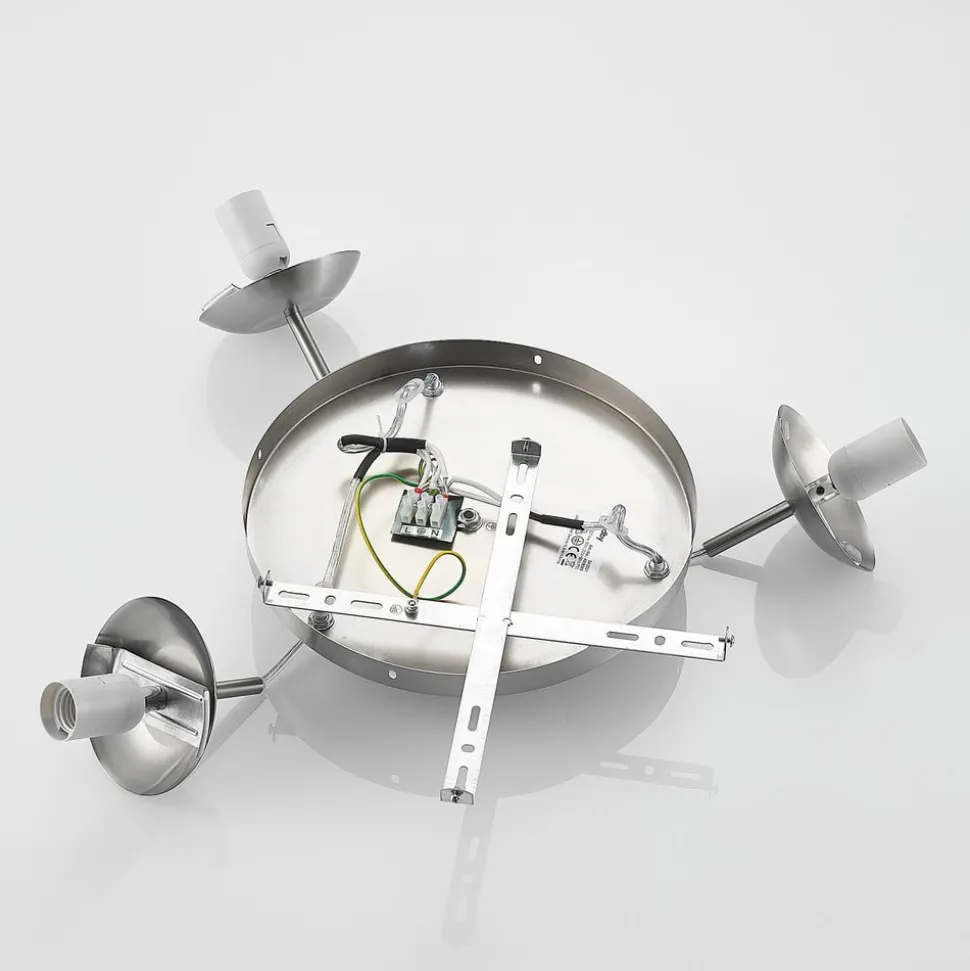 Lindby hanglamp Heleska, wit, glas, 3-lamps, Ø 47cm