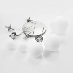 Lindby hanglamp Heleska, wit, glas, 5-lamps, Ø 50 cm