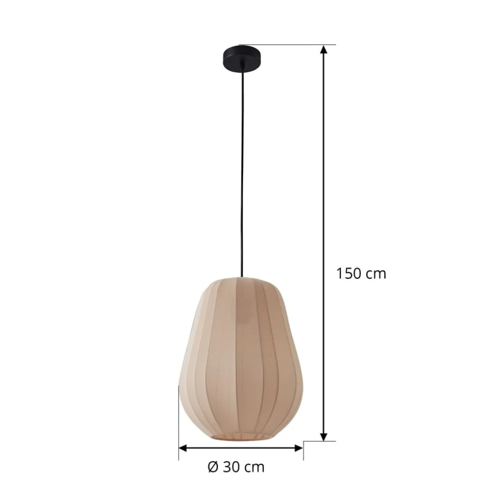 Lindby hanglamp Helin, beige, Ø 30 cm, stof