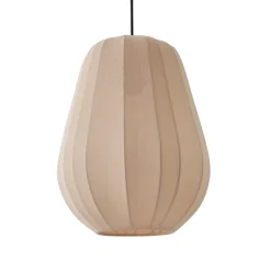 Lindby hanglamp Helin, beige, Ø 30 cm, stof