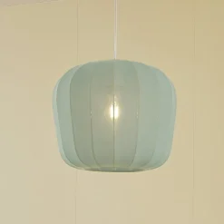 Lindby hanglamp Helin, blauw, Ø 35 cm, stof