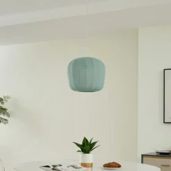 Lindby hanglamp Helin, blauw, Ø 35 cm, stof