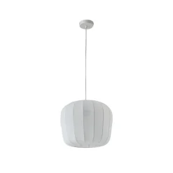 Lindby hanglamp Helin, wit, Ø 35 cm, stof