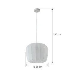 Lindby hanglamp Helin, wit, Ø 35 cm, stof