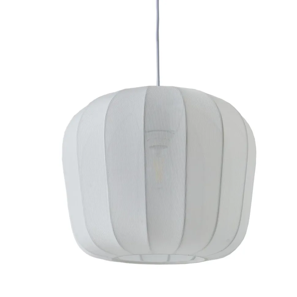 Lindby hanglamp Helin, wit, Ø 35 cm, stof