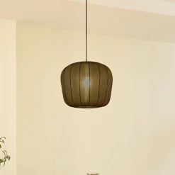 Lindby hanglamp Helin, zwart, Ø 35 cm, stof