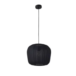 Lindby hanglamp Helin, zwart, Ø 35 cm, stof