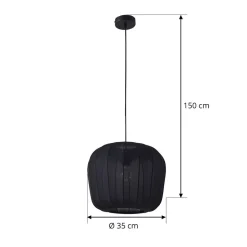 Lindby hanglamp Helin, zwart, Ø 35 cm, stof