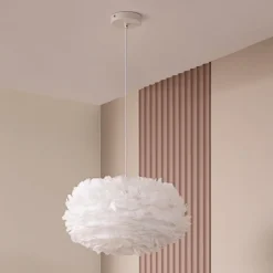 Lindby hanglamp Heven, Ø 50 cm, wit, kunststof, E27