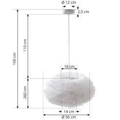 Lindby hanglamp Heven, Ø 50 cm, wit, kunststof, E27